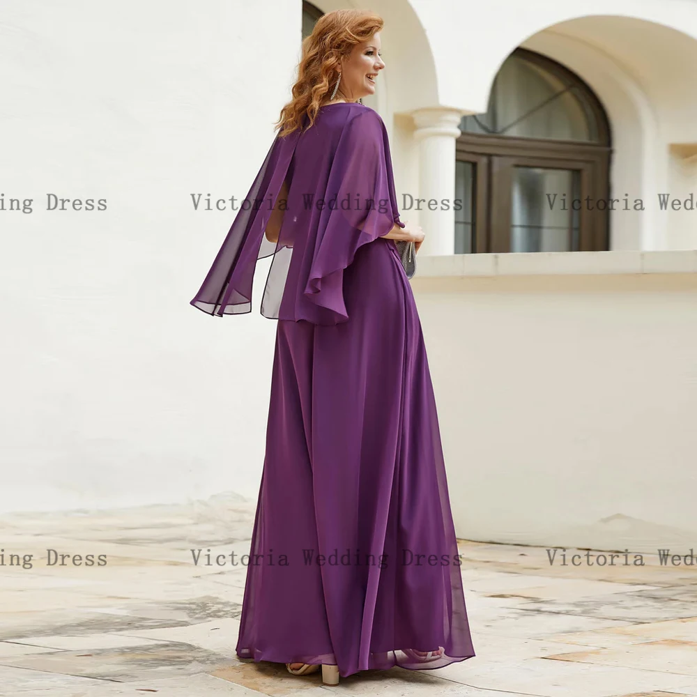 Customized Elegant Purple Mother of the Bride Dresses 2025 V Neck Sleeveless Wedding Party Gowns Beadings Floor Length A-Line