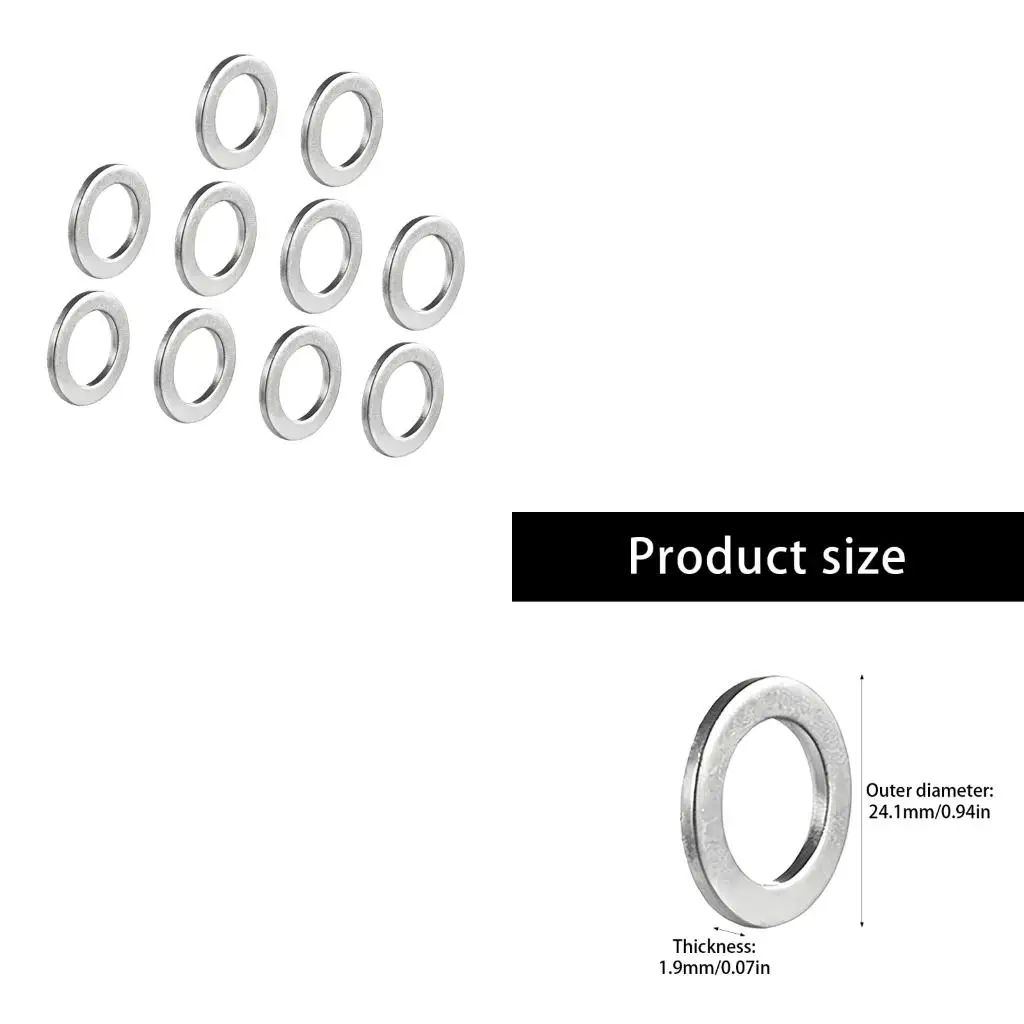 10Pcs Metal Oil Drain Plug Seals Smooth & Secure Install 90430-18008 for Car