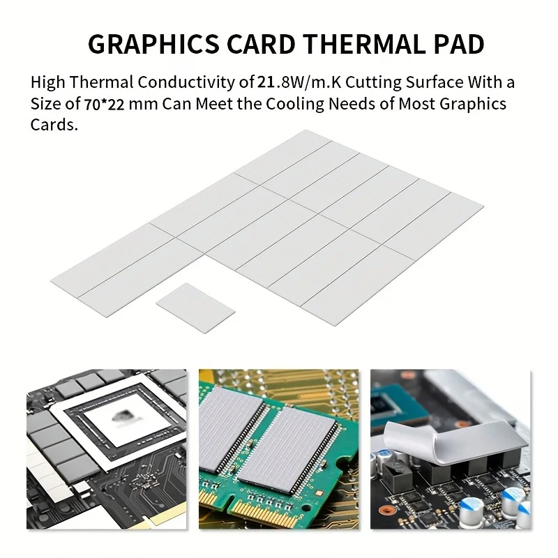 LDPCSJ 1/6/9개 21W/MK GPU CPU 열 실리콘 패드 70x22mm M.2 SSD, 노트북 CPU, 그래픽 카드, 메모리 모듈에 적합 썸네일 4