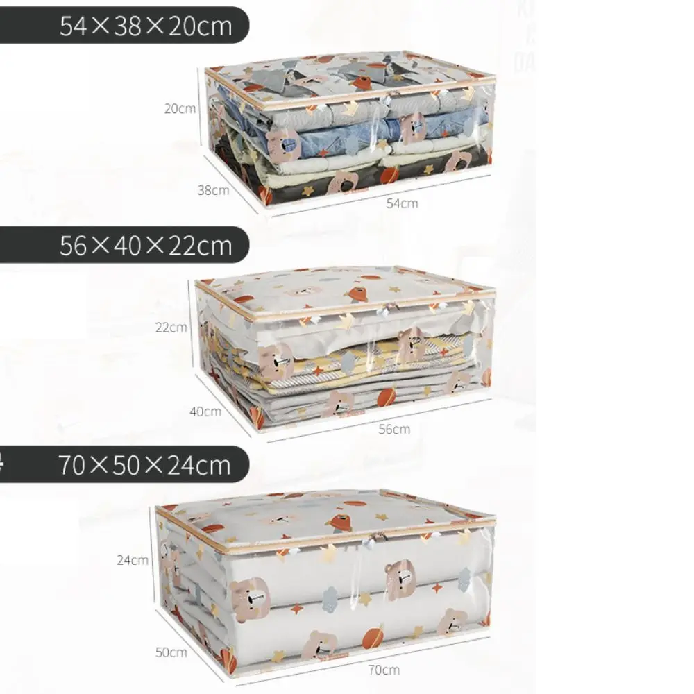 سعة كبيرة منظم الملابس المنزلية الغبار مقاوم للماء حقيبة لحاف شفافة جديدة مطبوعة حقيبة التخزين ثلاثية الأبعاد