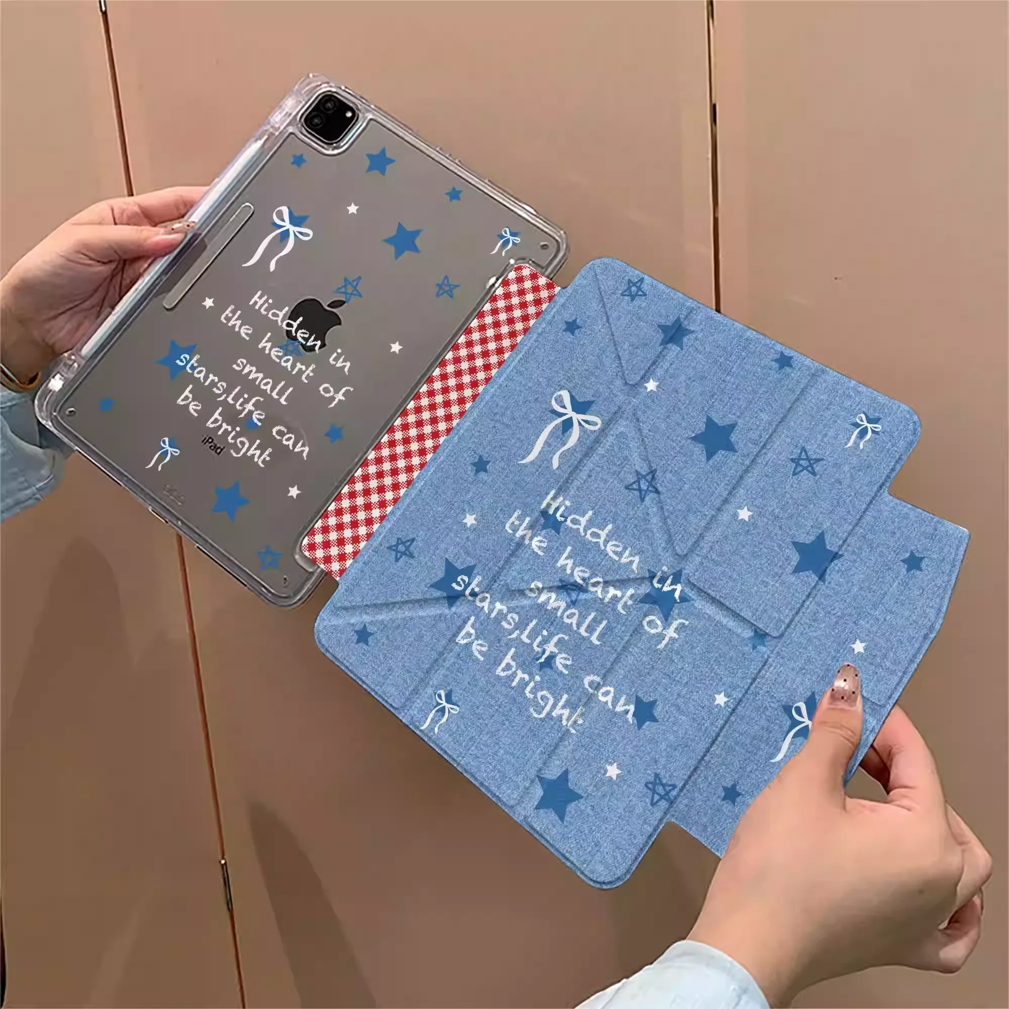 Ins Cute Cowboy Star Bowknot Table Case For iPad Pro 11 12.9 13 M2 M3 M4 M5 Shell 8.3 9.7 10.2 5/6/7/8/9/10/11th Air 4 5 6 Cover