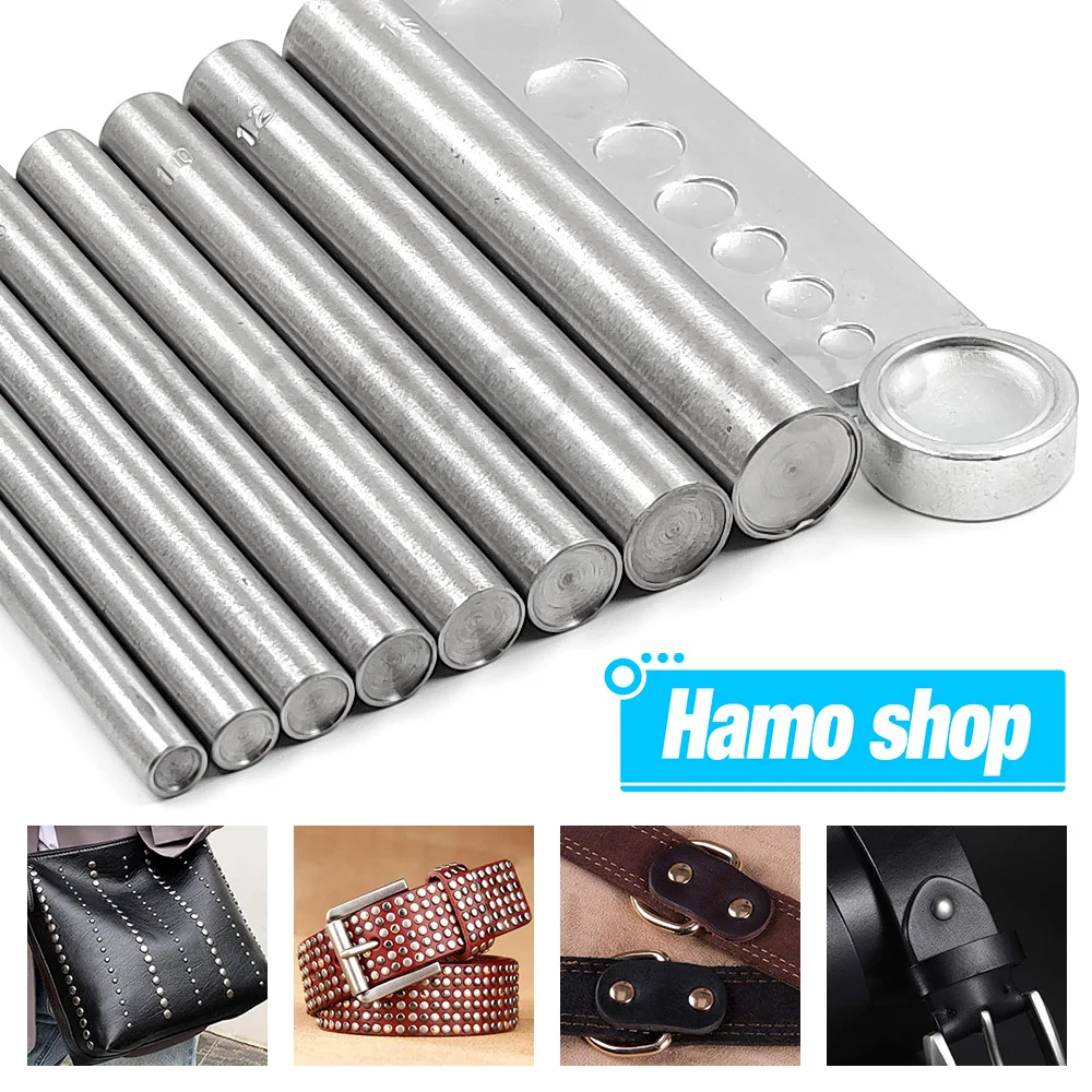 Double Caps Rivet Tool Round Rivets Metal Punch Tool Spike Stud Installation Tool For Leathercraft Shoe Bag Belt Garment DIY