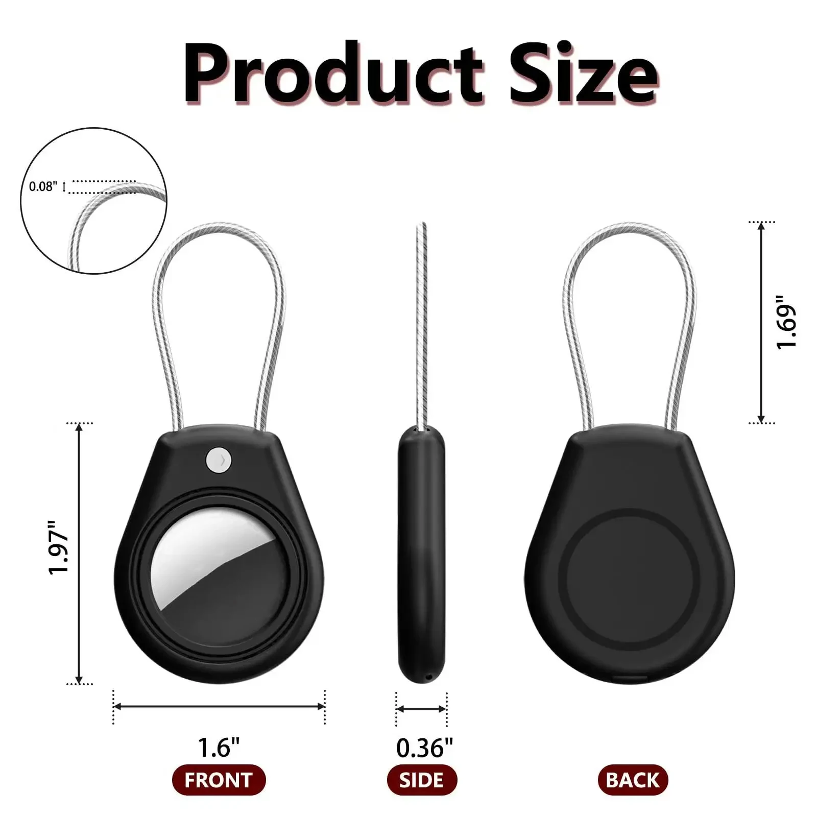 Waterproof AirTag Secure Holder Keychain Anti-Scratch Air Tag Lock Case with Wire Cable for Apple Pets Keys Item Finder Tracker