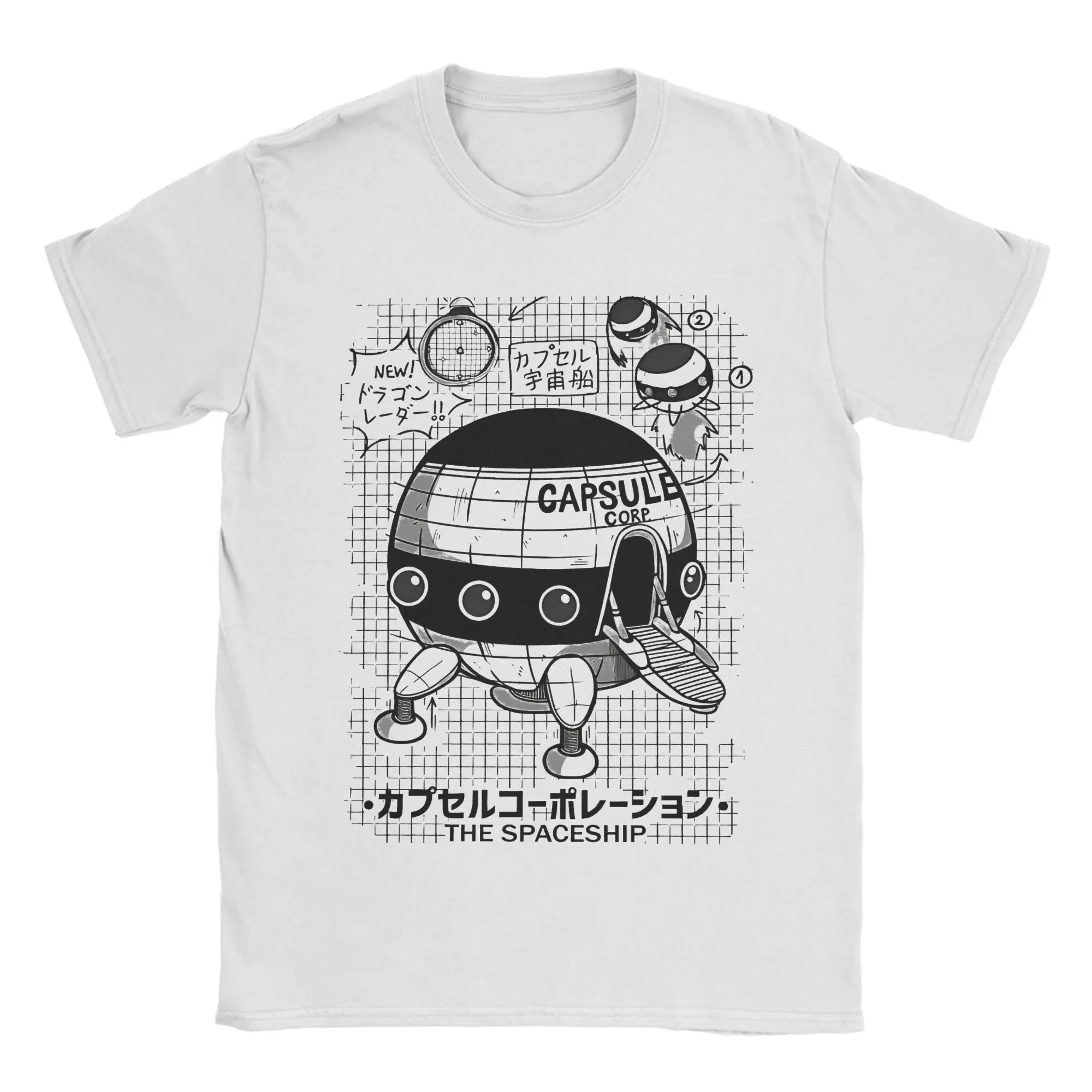 Camiseta Capsule Corp de nave espacial, camisetas Vintage de verano, camiseta Harajuku 100 algodón para hombres, camisetas informales de manga corta