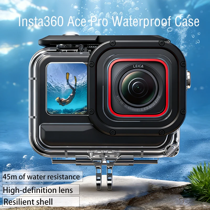 

TELESIN 45M Waterproof Case for Insta360 Ace Pro, Underwater Diving Housing for HD Photography & Action Camera Accessories