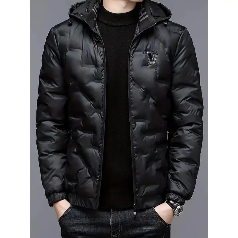 

Men's Hooded Short Cotton Jacket Windproof Outdoor Wear Couples Fashion Lightweight Spring Season Long Style Stand Collar