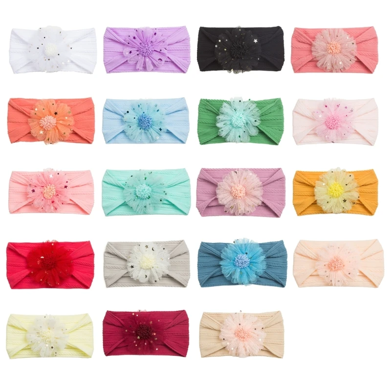 Baby Floral Headband  Wide Hairband Flower Charm 0-2Y Children Headwear Fashion Hair Accessory Toddlers Shower Gift