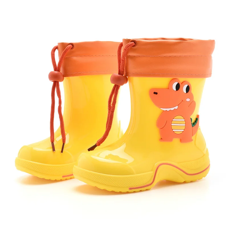 Zapatos de lluvia impermeables para niños, Botas de lluvia impermeables, zapatos antideslizantes de dibujos animados para niños y niñas, zapatos cálidos para bebés, otoño