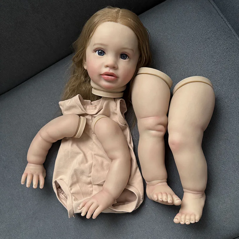 25inch Hand-Root Hair Pippa Reborn Doll Kit Unfinished Lifelike Awake Baby Multiple Layers Painting Doll Parts DIY Children Toys