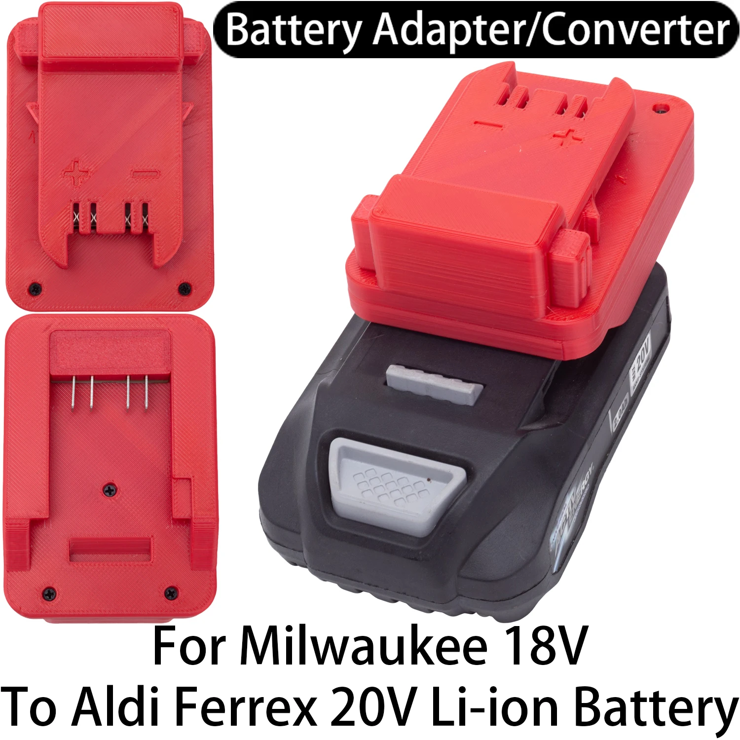 

Адаптер-переходник для аккумуляторов Milwaukee 18V Li-ion на инструменты Aldi Ferrex 20V Li-ion, аксессуар для электроинструментов