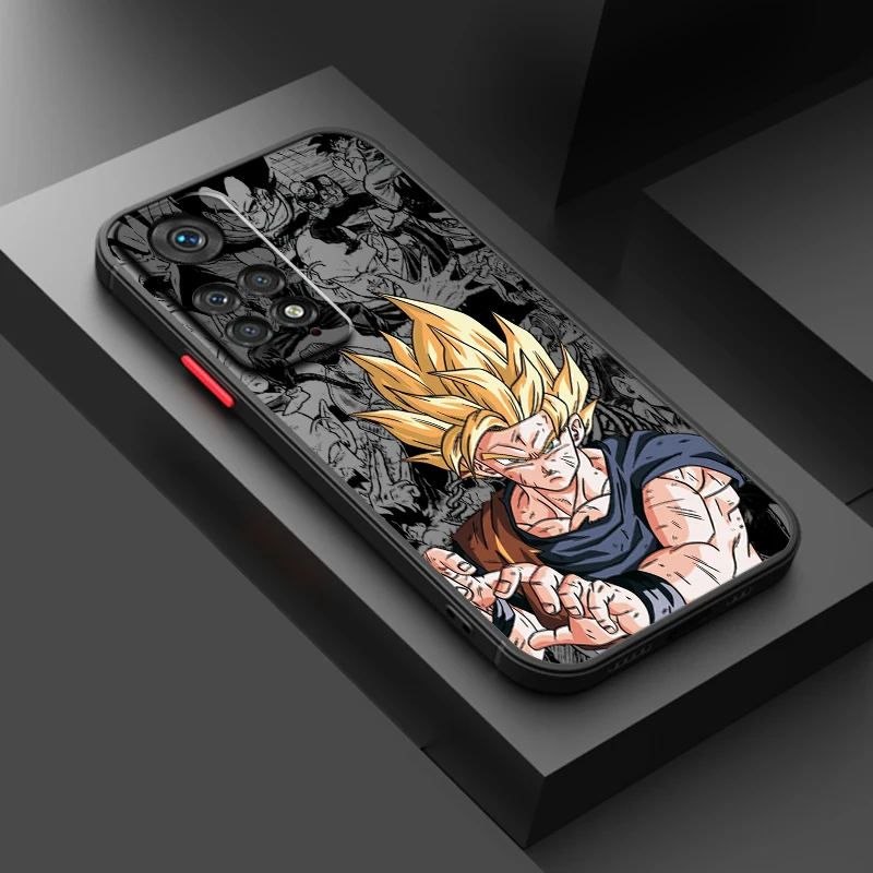 Capa de Telefone Translúcido Fosco, Anime D-Dragon Ball, Son Goku, Redmi Note 13, 12, 12S, 12T, 11, 11T, 11E, 10, 10S, 9 Pro Plus, 5G