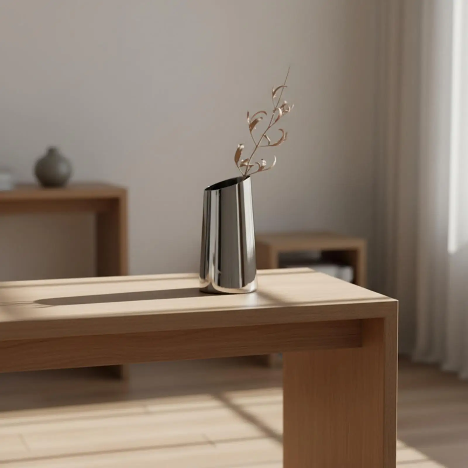 Sleek Tapered Metal Vase for Dried Botanicals Living Room Shelf Contemporary Tabletop Ornament Art