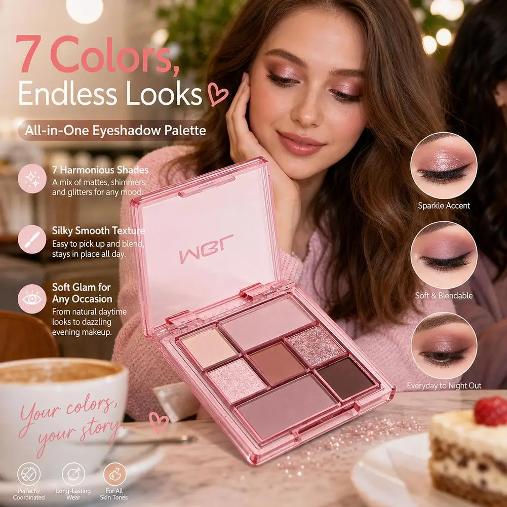 New 7 Color Eye Shadow Tray Low Saturated Powder Highlighter Contouring Full Matte Korean Eye Makeup Pigment Lasting Eye Makeup