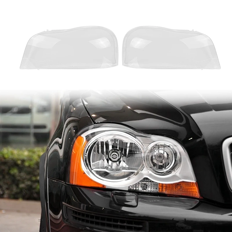 2PCS for Volvo XC90 2004-2013 Headlight Shell Lamp Shade Transparent Lens Cover Headlight Cover, Right & ​Left