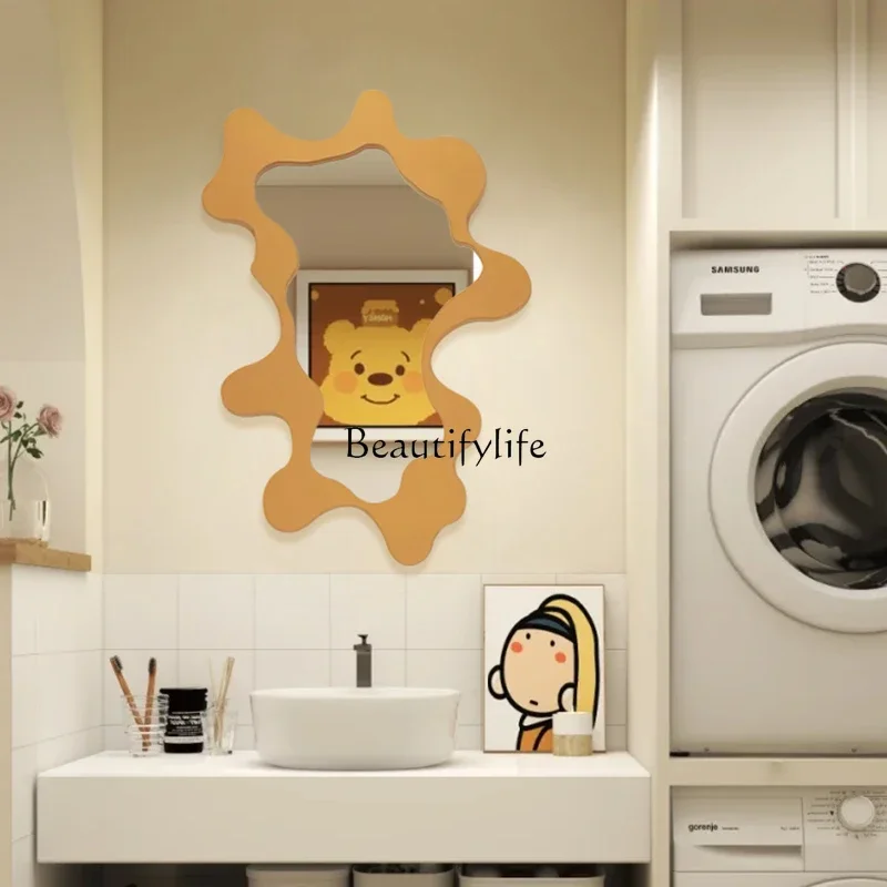 

ld14 Nordic Bathroom Mirror Wall-Mounted Toilet Makeup Mirror Irregular Shape