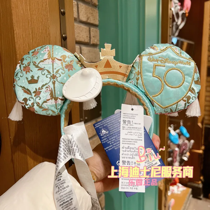 Original Shanghai Disneyland 50th Anniversary Commemorative Castle-Shaped Cartoon Headband for Park Visits and Hair Decoration