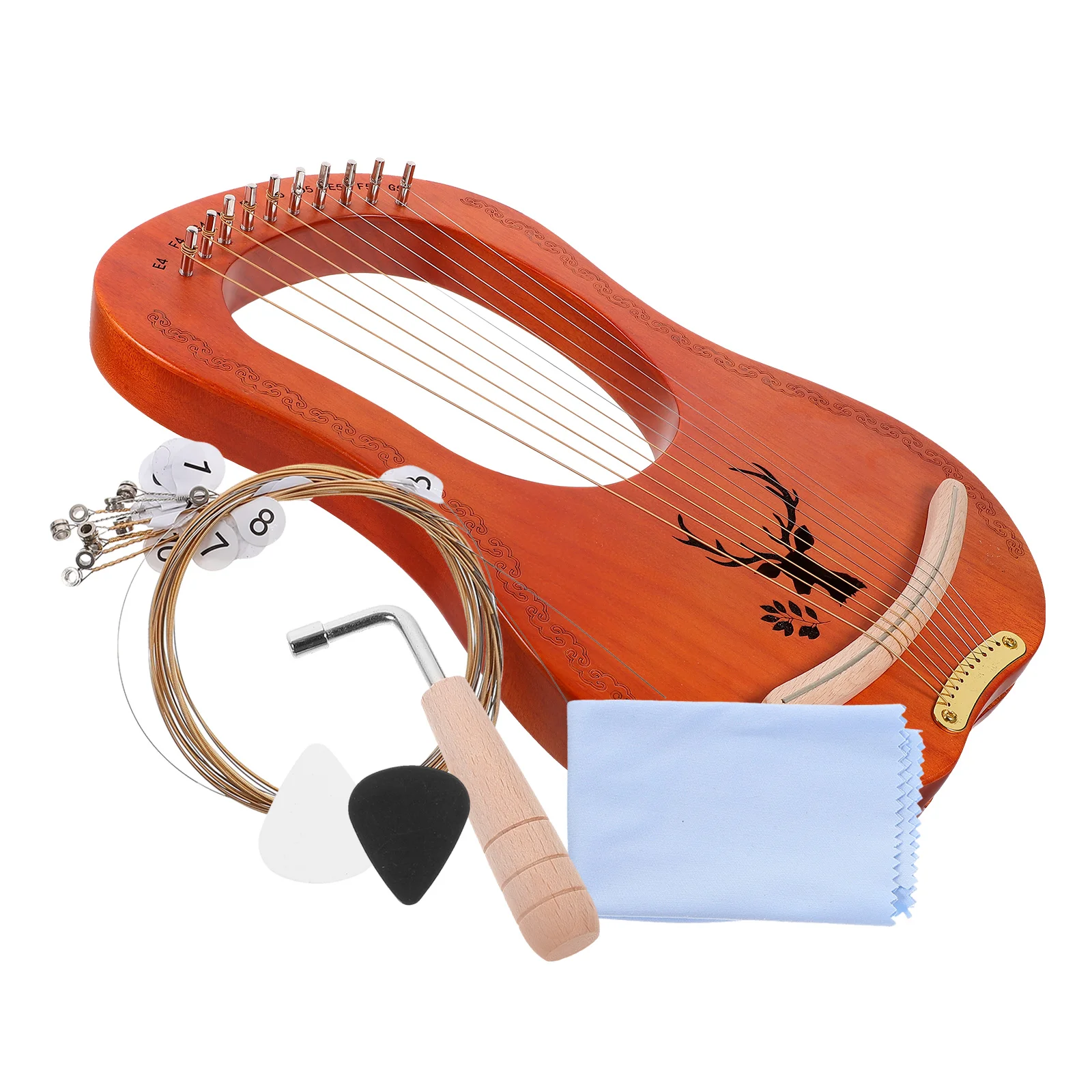 

Elk Box Piano Lyre with Tuning Wrench Harp Instrument Kit Keyboard 10-String Ancient Style Practical Child