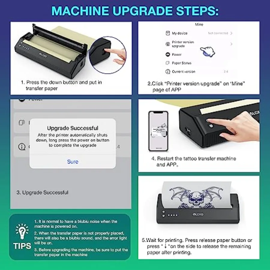 طابعة استنسل وشم لاسلكية محمولة مع اتصال بلوتوث لفناني الوشم OntheGo: نسخة نقل حراري لاسلكية