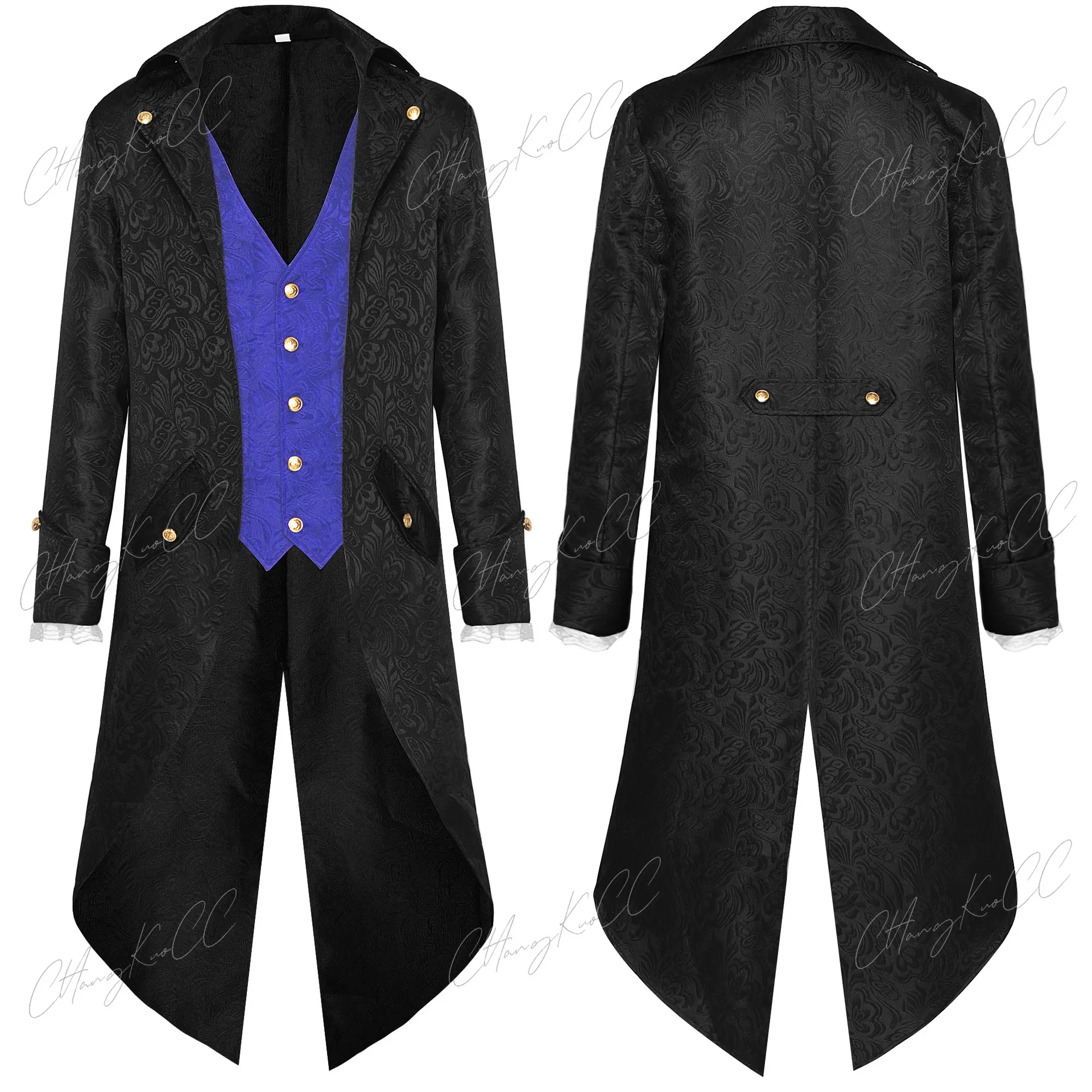 Men Steampunk Gothic Victorian Jacket Vintage Purple Velvet Tailcoat Medieval Frock Coat Uniform Renaissance Costume Homme 4XL