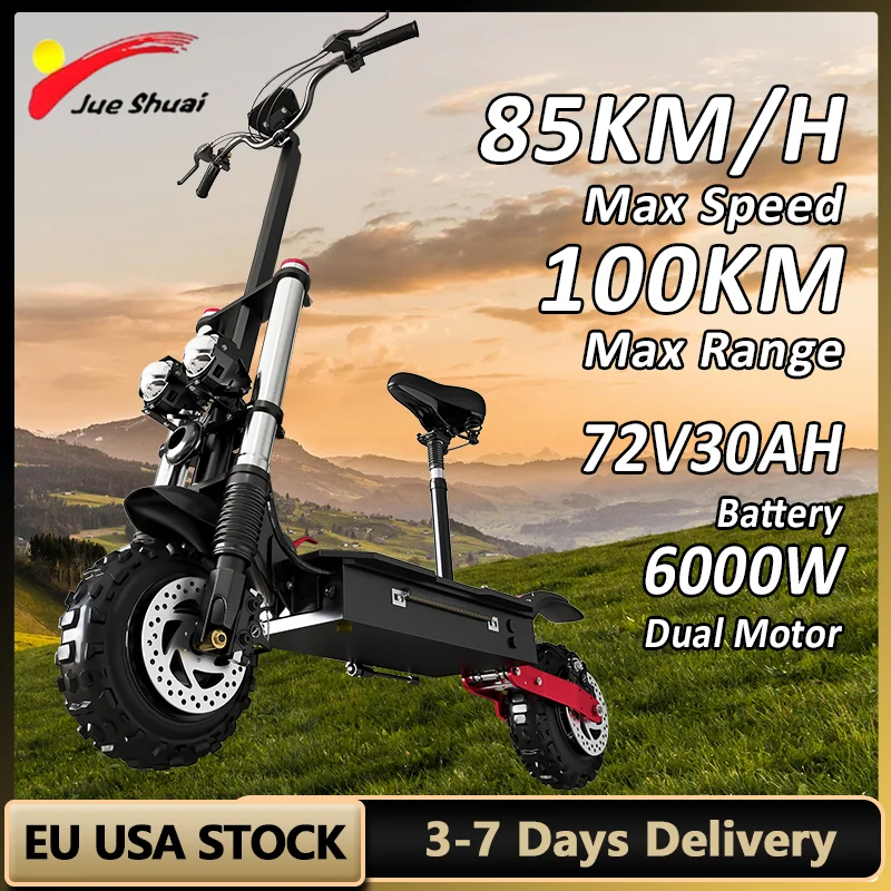 X60 6000W Dual Motor Scooter Electric with Movable Seat 85KM/H Max Speed E Scooter 72V 20/26/30AH Li-Battery электро самокат