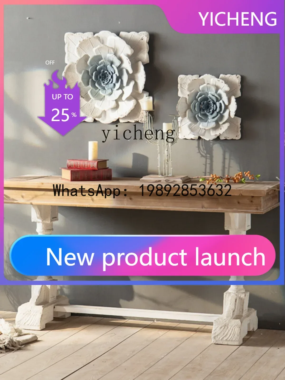 

1 American-Style Home Niche Decoration Vintage Table Aisle Cabinet Roman Column Bracket Distressed Hallway Desk