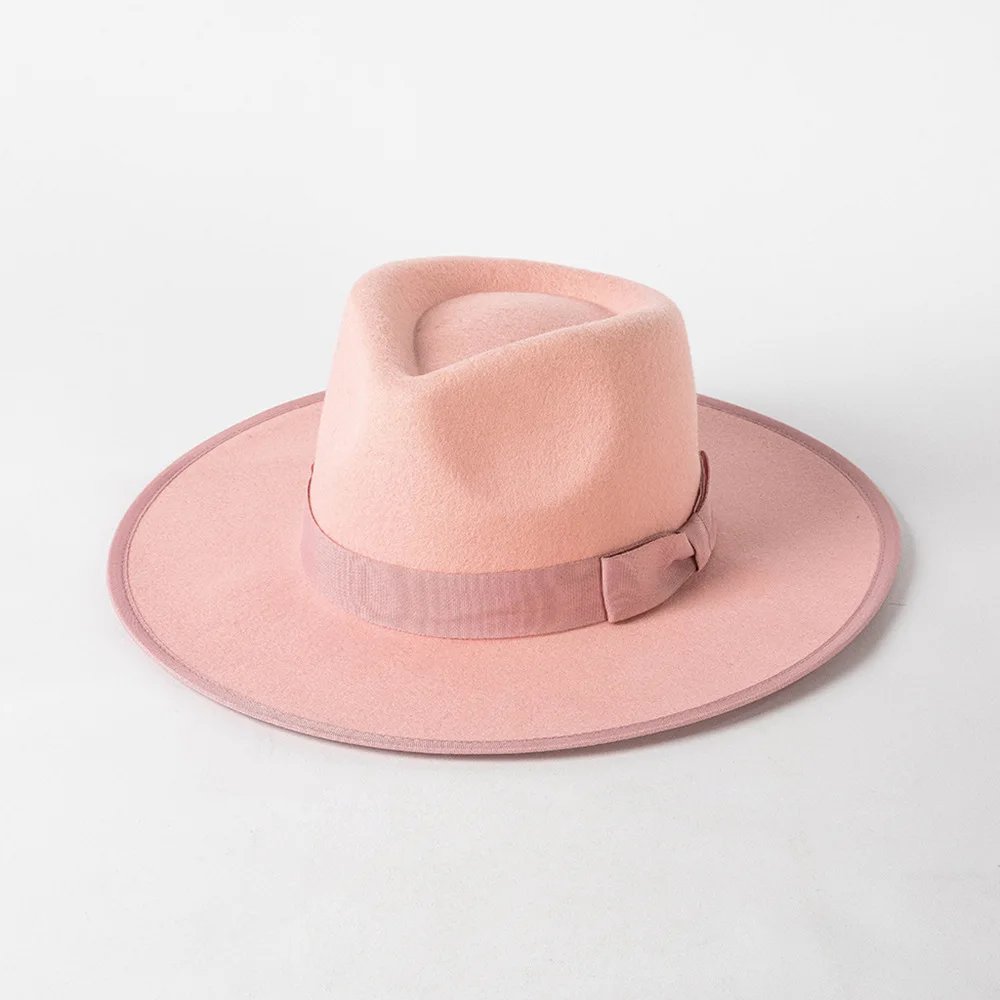 2022 Luxury Designer Brand Fedora Hat For Women Church Hats Ladies Eelegant Winter Wool Hats Pink Hat Wedding Hat Wholesale