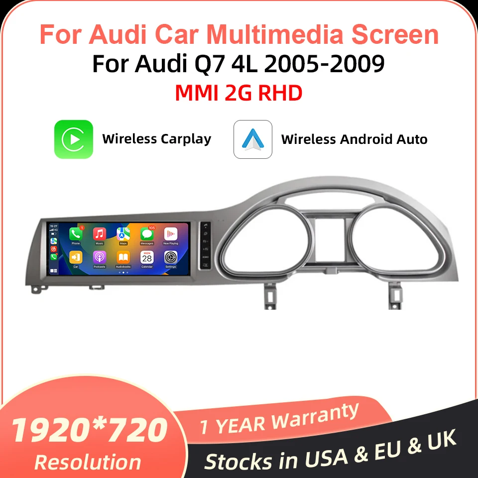 أنظمة Linux الذكية لأودي Q7 4L 2005-2009 MMI 2G RHD Carplay اللاسلكية أندرويد راديو السيارة التلقائي الوسائط المتعددة الملاحة بلوتوث