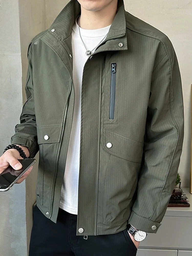 

Casual Collared Jaet Men's Spring New Sle Anti-Wrinkle Color Leisure Outerwear Polyester Fiber Long Sve