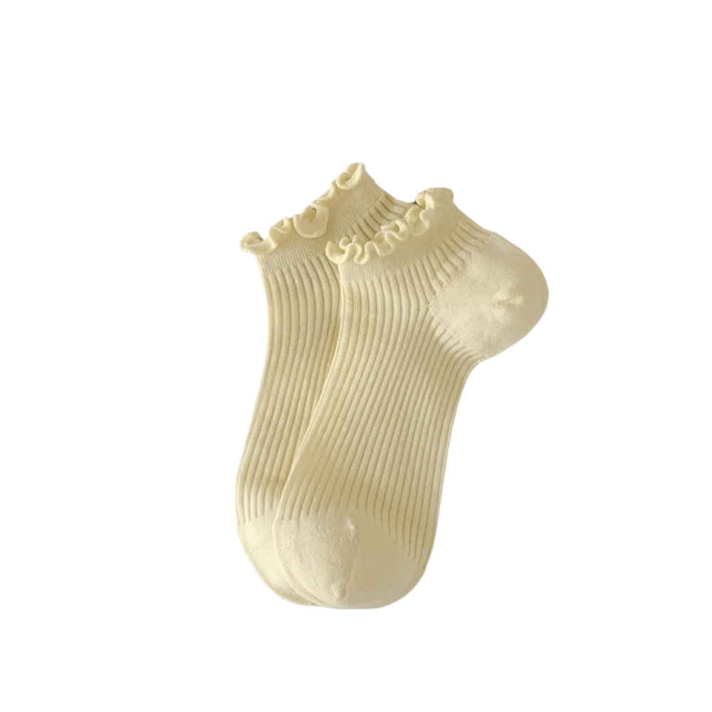 Elastic Candy Color Ankle Socks Ruffle Mid-calf Women's Socks Thin Breathable Mesh Tube Socks Summer Wear