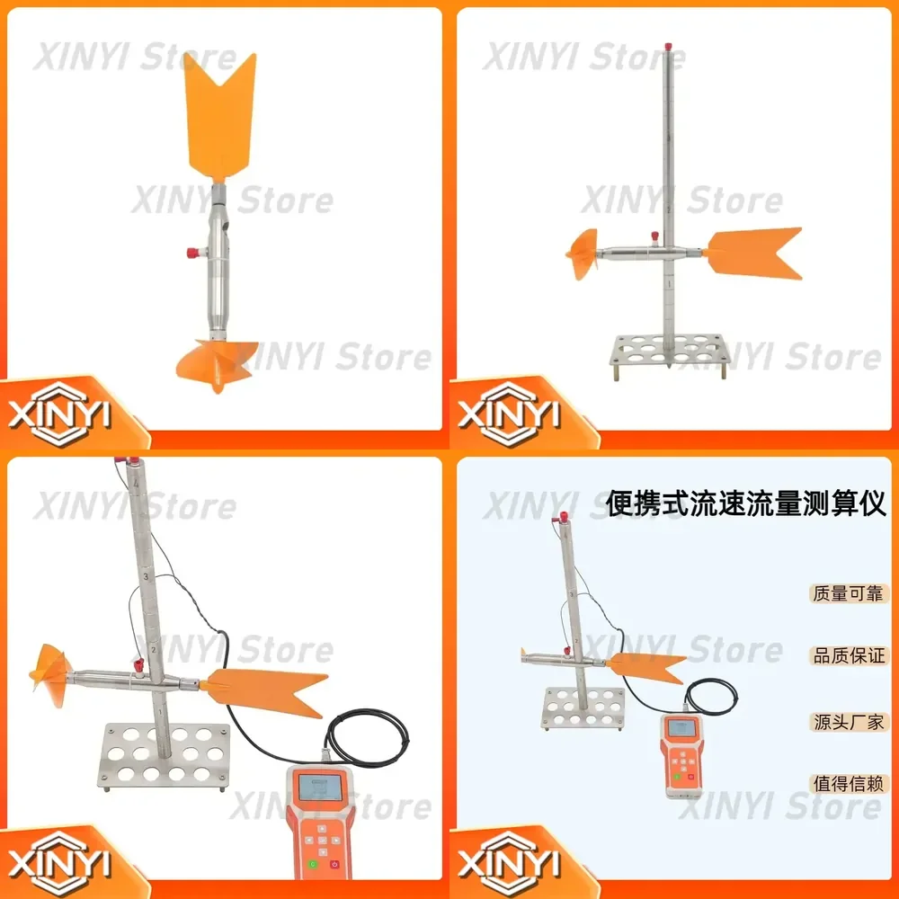 Portable Handheld Flow Velocity Meter for River Flow Propeller Radio Wave Doppler Hydrology Open Channel Velocity Measurement