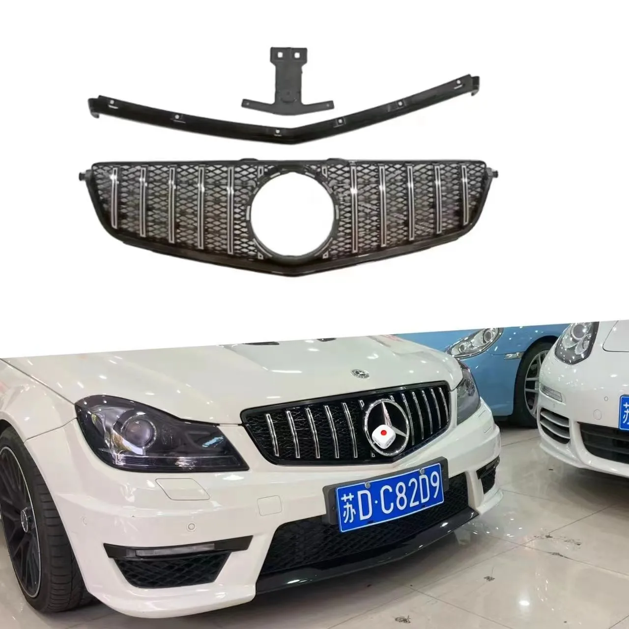 

For Mercedes-Benz C63 W204 (2012-2014) GT Style Vertical Slat Front Grille - Upgrade Replacement
