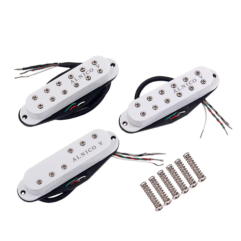 HOMELAND 3Pcs Mini Alnico V Single Coil SSS Guitar Pickups Humbucker for Guitar Bass Musical Instrument GMN45 (White)