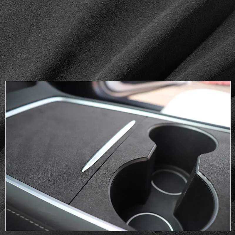 Suede Frabic Trims For Tesla Model 3/Y  2022 2021 Interior Decoration Central Console Patches Wrap Kit Decor Sticker