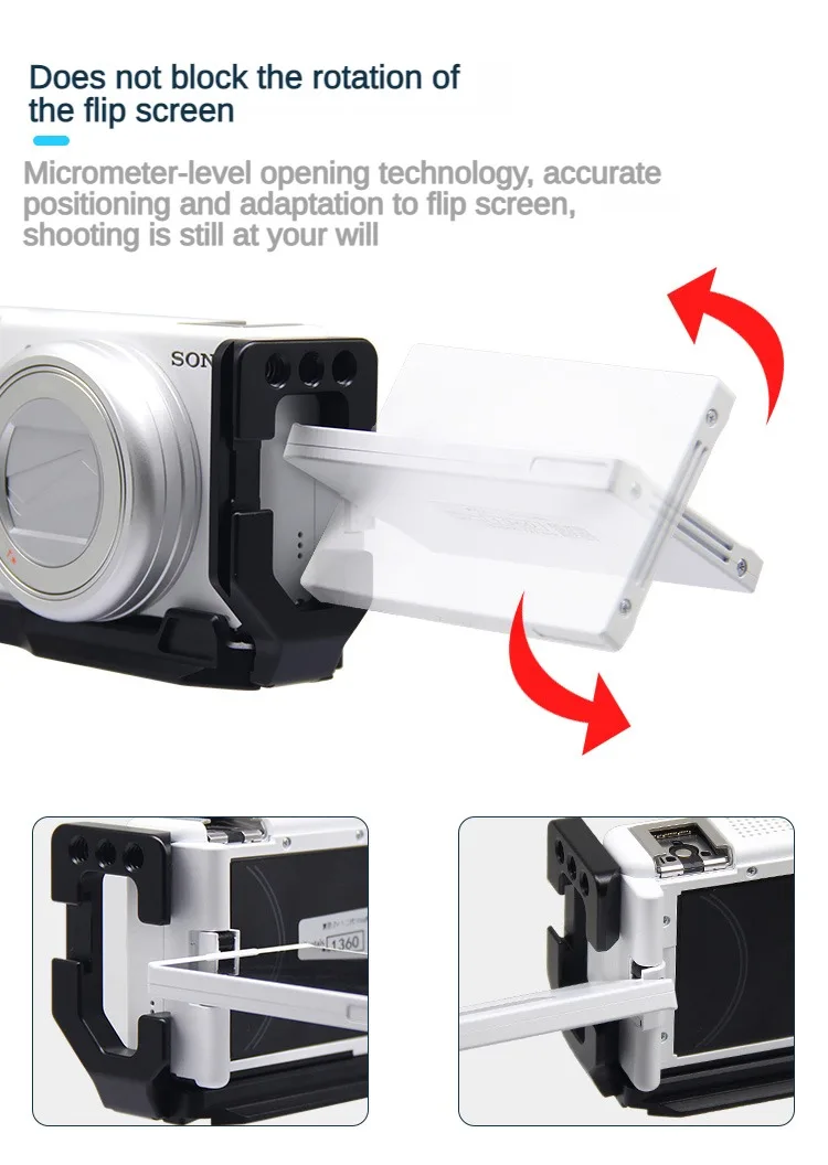 for ZV1/ZV1II /ZV1F Camera Vlog Rig L-Shape Wooden Grip with Cold