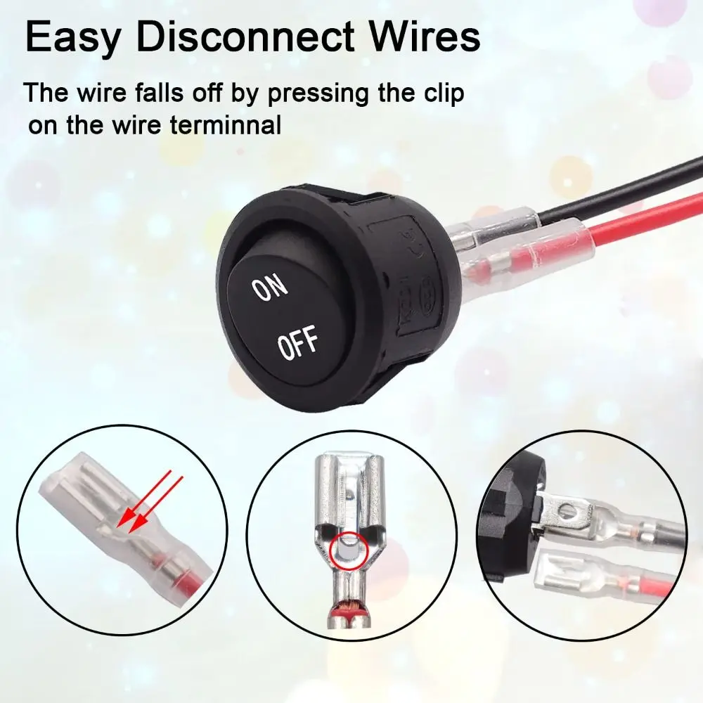 مفتاح هزاز صغير 2 دبوس مفتاح هزاز مستدير 12 فولت تيار مستمر مفتاح تبديل أسود ON-OFF 2nd Gear، مفتاح دائري للقدم الثانية استخدام RV #5