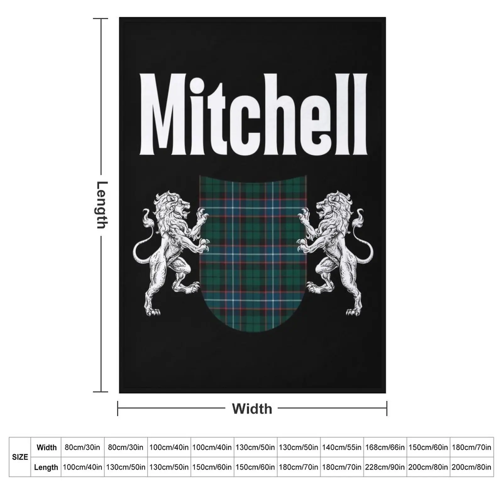 Mitchell Clan Scottish Name Coat Of Arms Tartan Throw Blanket couch cozy soft plush fuzzy picnic outdoor blanket