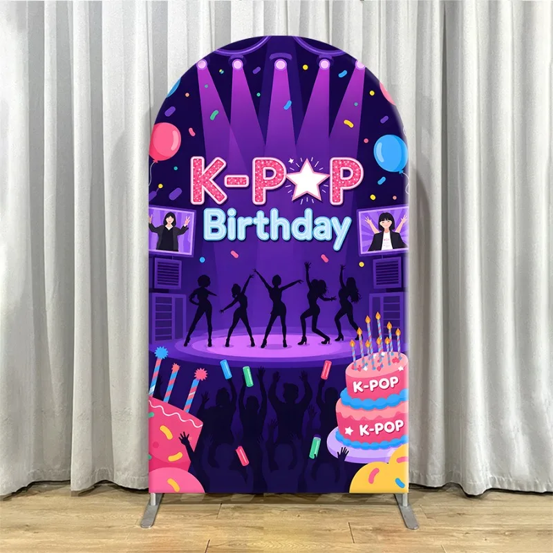 Non Elastic Kpop Demon Hunters Arch Backdrop Cover Single-layer K Pop Birthday Backdrop Decor for Party Celebration