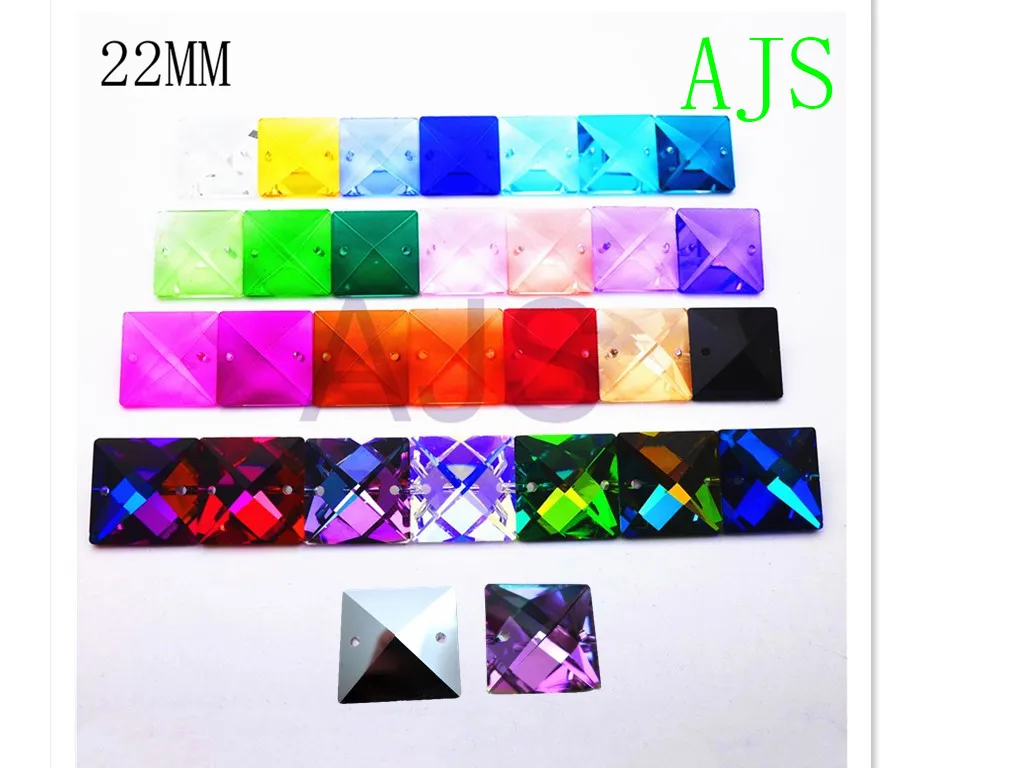 

30 pieces 22MM Two Holes Square Cube Crystal Beads Connetors Jewelry Lamp Window Curtain Crafts Prisms Chandelier Free Shipping