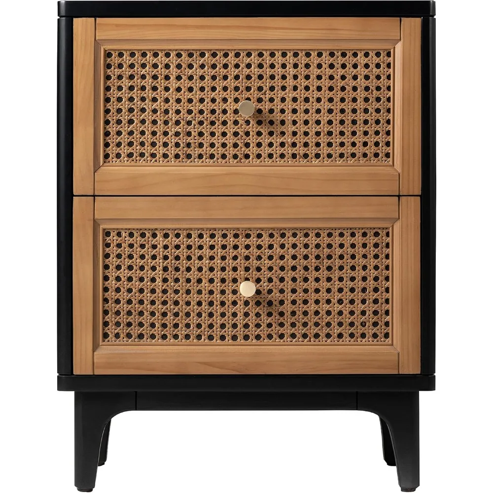 Contemporary Farmhouse-Style Nightstand with Clean Lines and One Drawer in Black
