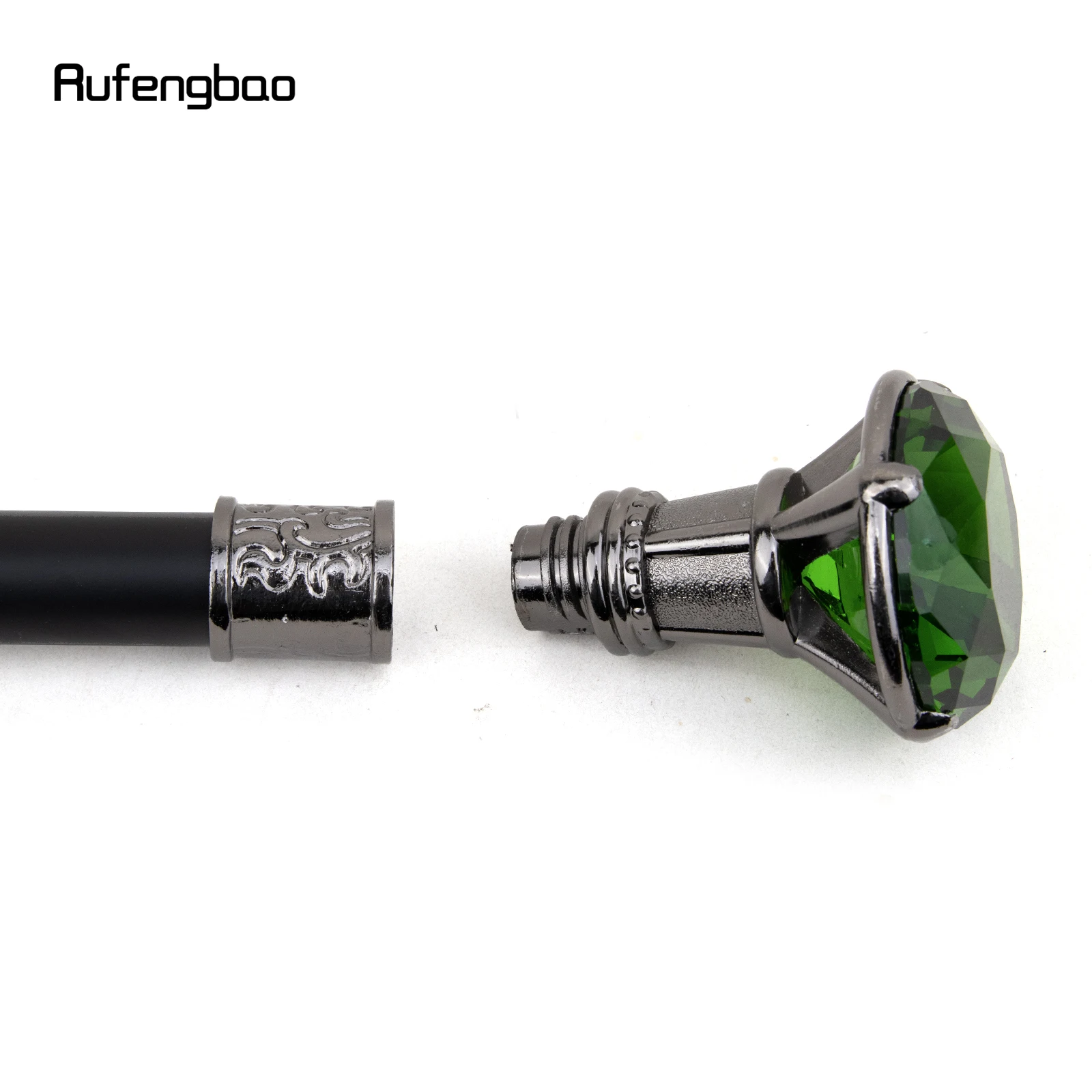 Green Diamond Type Silver Walking Cane Fashion Decorative Walking Stick Gentleman Elegant Cosplay Cane Knob Crosier 93cm