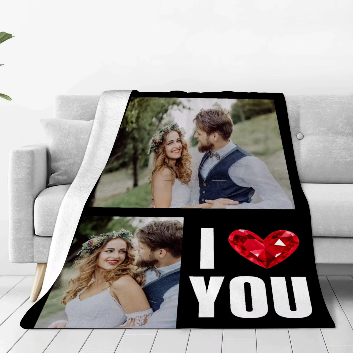 1pc Custom Flannel Blanket, Your Photo Desigin for Anniversary Mom Dad Sis Bro Lover, Valentine's Day Christmas New Year Gift