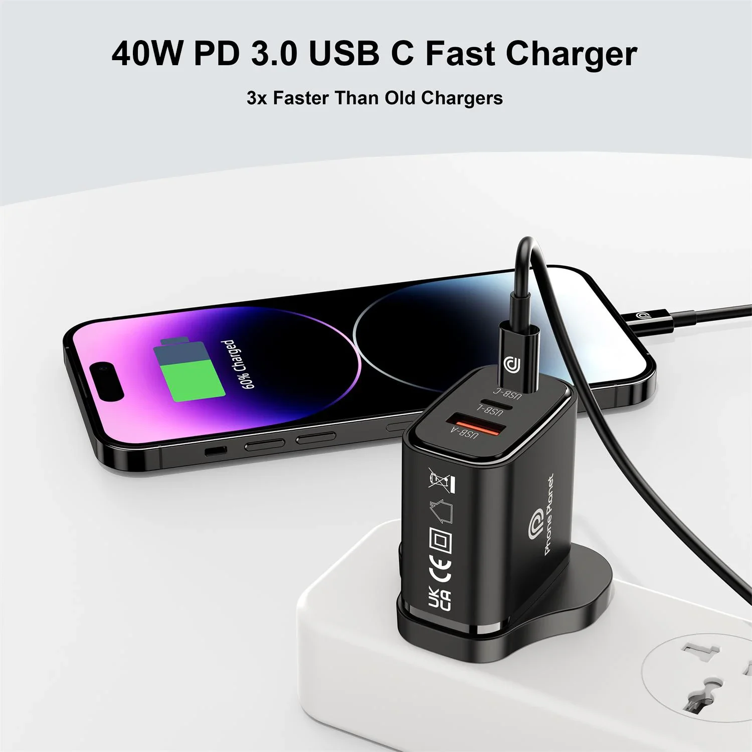 45W/30W Exclusive Patented PD Phone Fast Charger PD3.0 PPS 1A1C1L 3Ports Quick Charger For Iphone17 16 15 Samsung S25 IPad