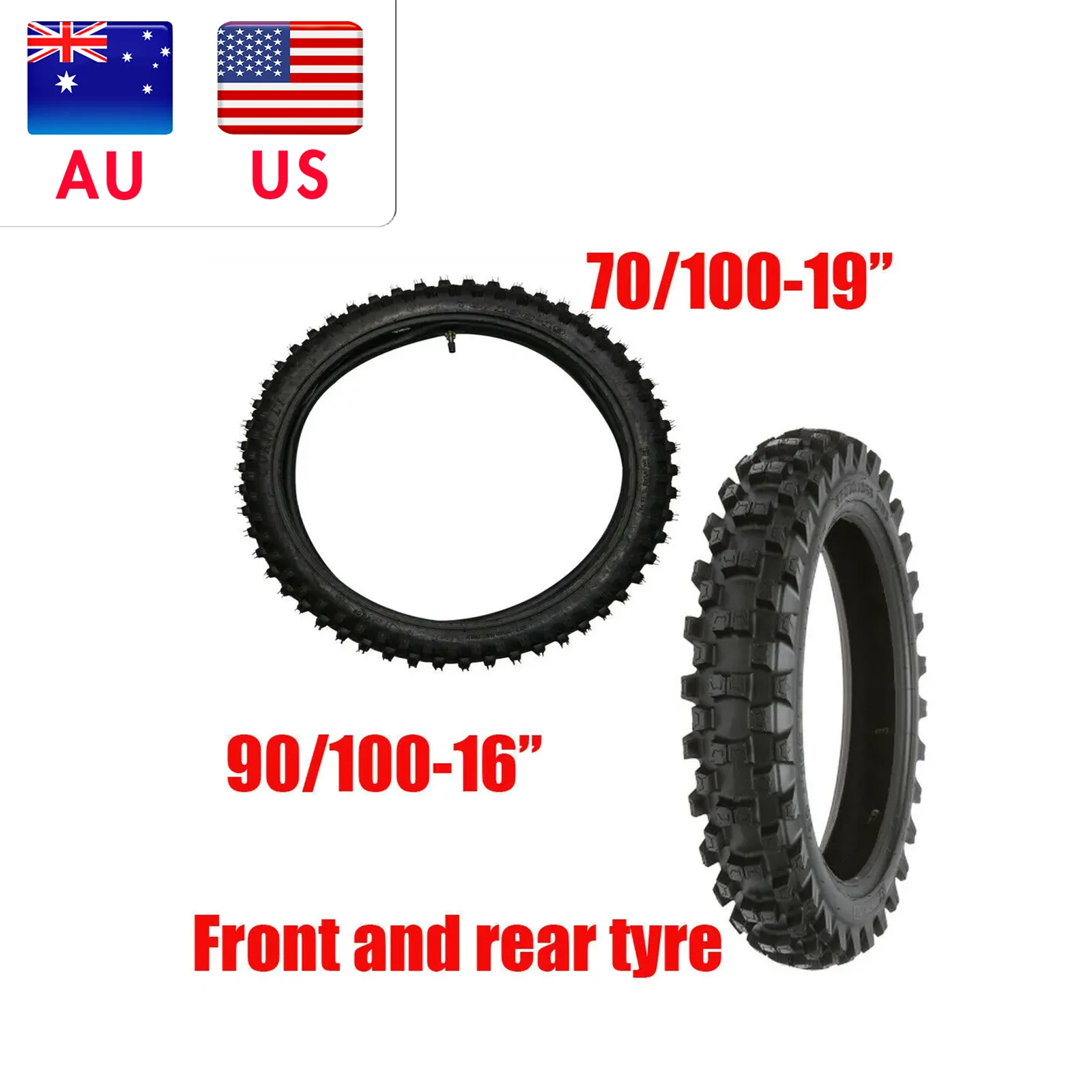 

TDPRO Motorcycle Tires Front 70/100-19 Tire & Tube 2.50/2.75-19 for DRZ125 TTR125 CRF150 KX100 XR100