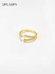 DPLAOPA 925 Sterling Silver Gold Open Zircon CZ Rings Women Rock Punk Classic Fine Jewelry Gift 2022 Wedding Jewels