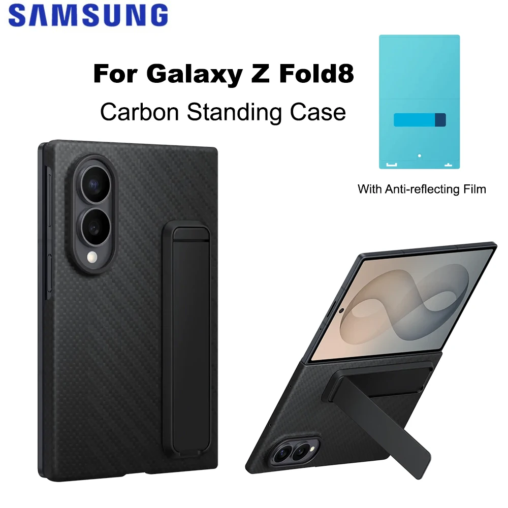 Original Samsung Galaxy Z Fold8 Carbon Standing Case Phone Case in Carbon Look, Scratch-Resistant with Stand Function EF-XF971