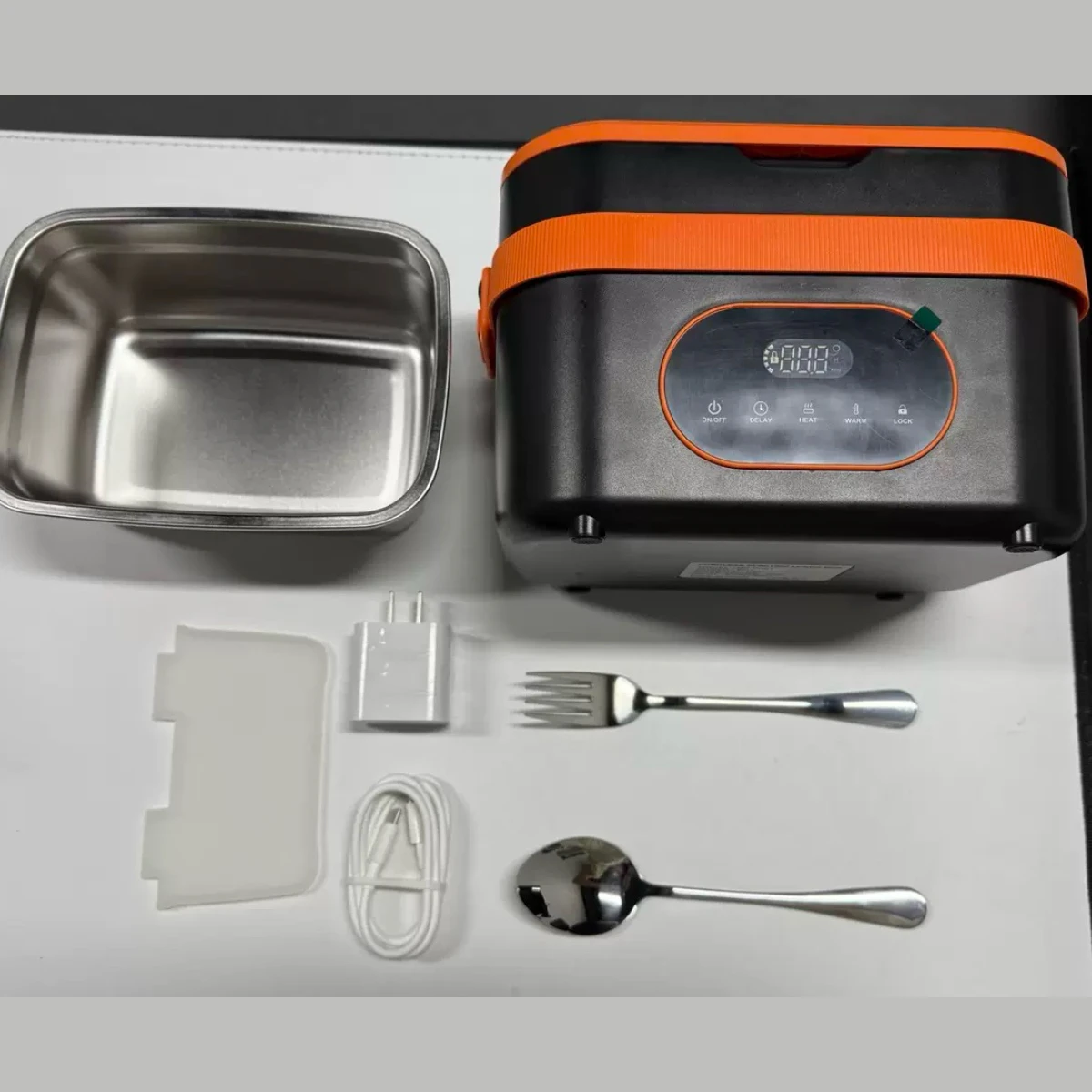 2026 New Electric Heated Lunch Box Smart Timer Wireless Charging Food Warmer With Large Capacity for Office Travel Use