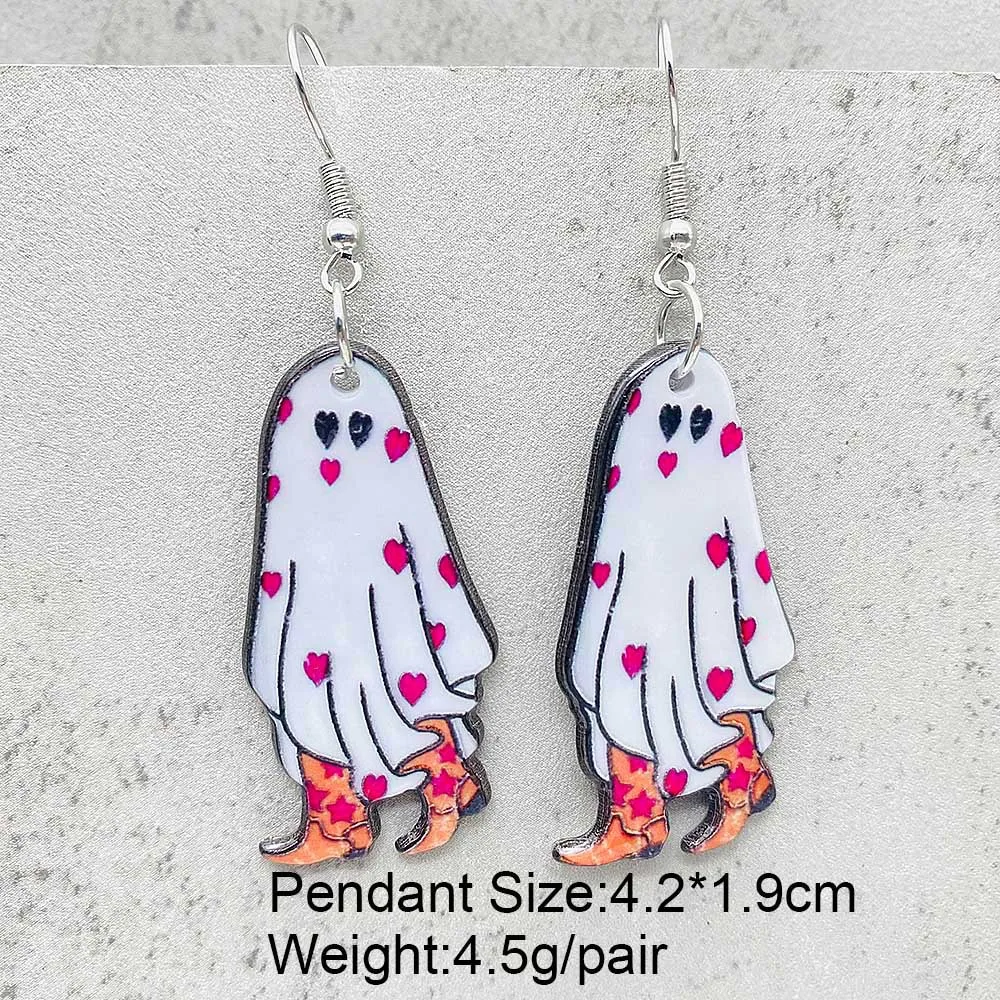 New Valentine\'s Day Jewelry Horror Love Ghost Cow Head Acrylic Earrings for Women Valentine\'s Day Gift