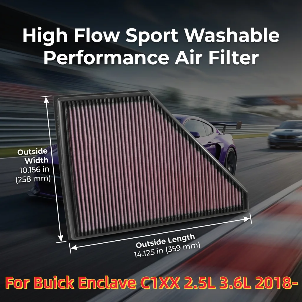 

For Buick Enclave C1XX 2.5L 3.6L 2018- High Flow Sport Washable Performance Panel Air Filter Intake System Replacement 33-5056