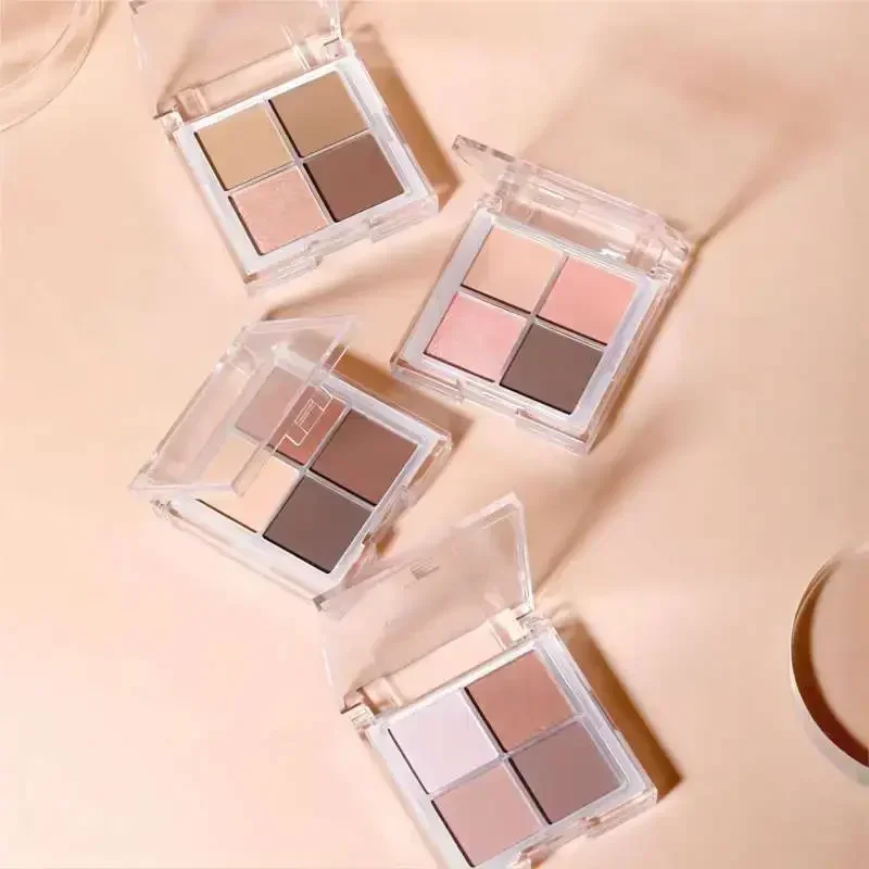 TREECHADA 4-color Eyeshadow Palette Eye Makeup Cosmetics Earth Color Matte Shimmer Long-lasting Waterproof Genuine Original