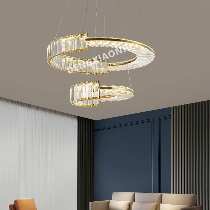 

Nodic LED Pendant Light Luxury Circular Crystal Lighting Fixture Home Appliance Hanging Luminaria for Living Room Dinning Room